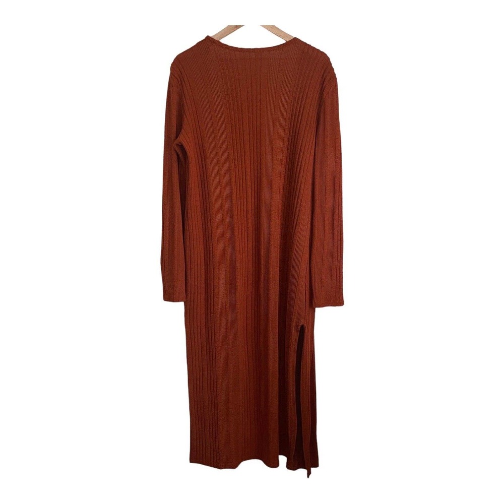 Pinkblush Rust Ribbed Longline Open Front Cardigan - Picture 6 of 13